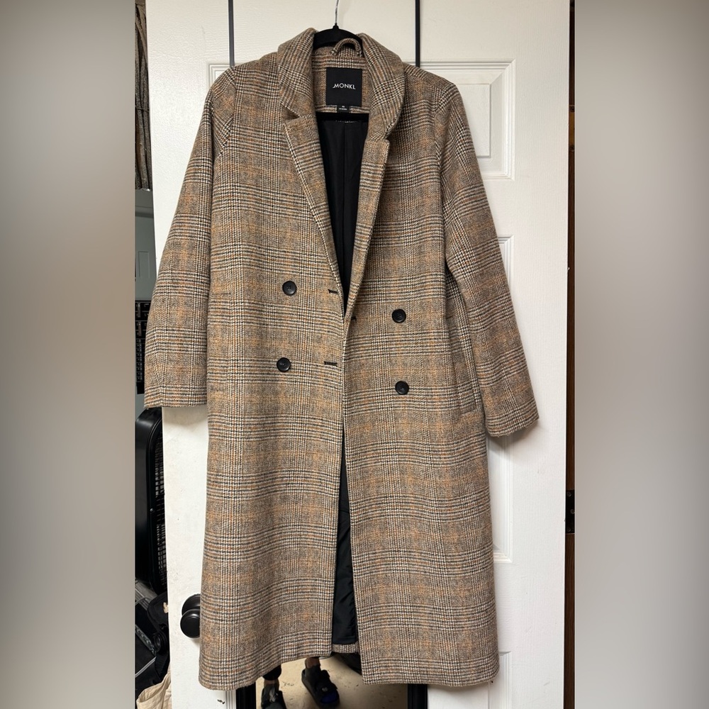 Monki Plaid Double-Breasted Coat